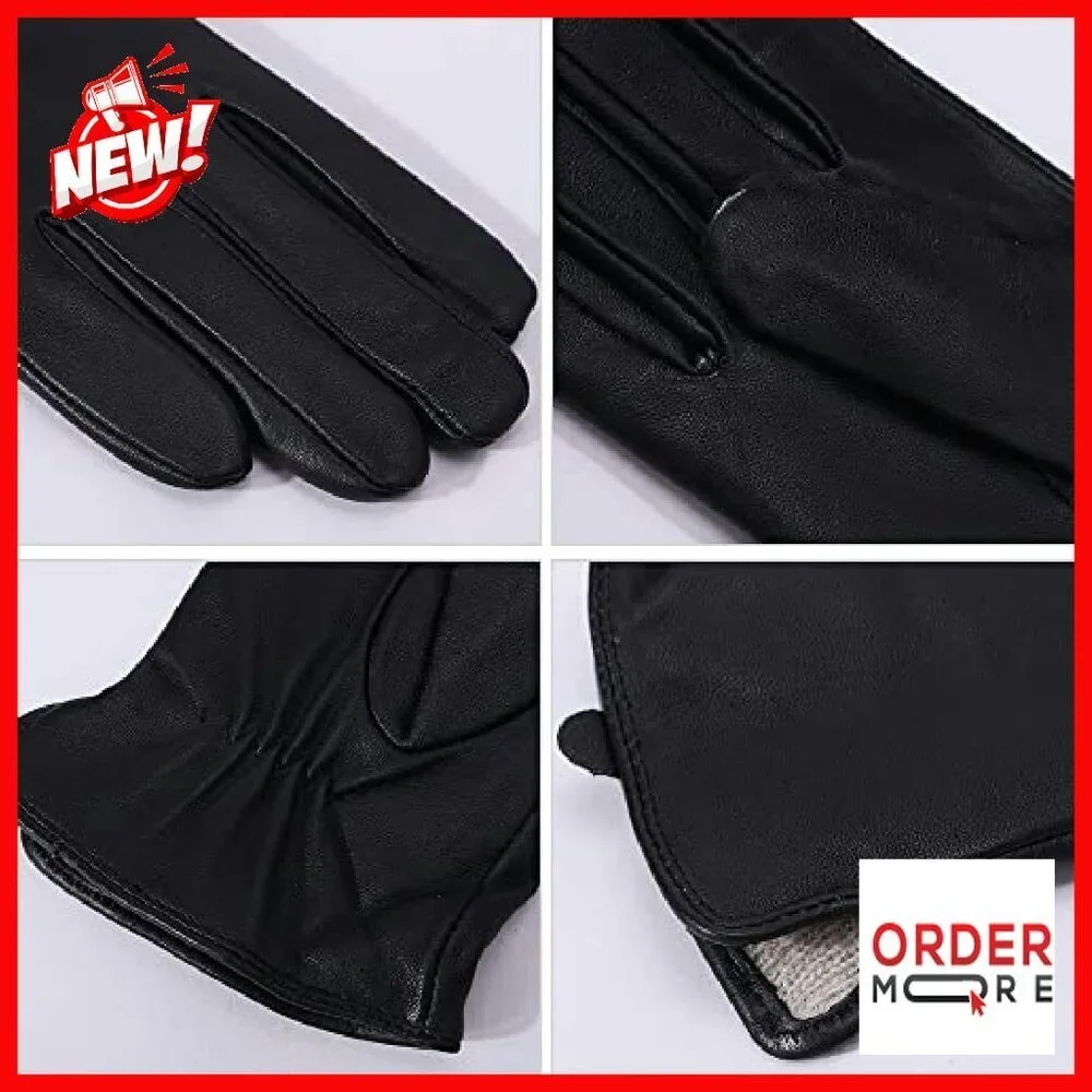 Nappa Lambskin Leather Gloves Cashmere Lined Touchscreen Winter Warm
